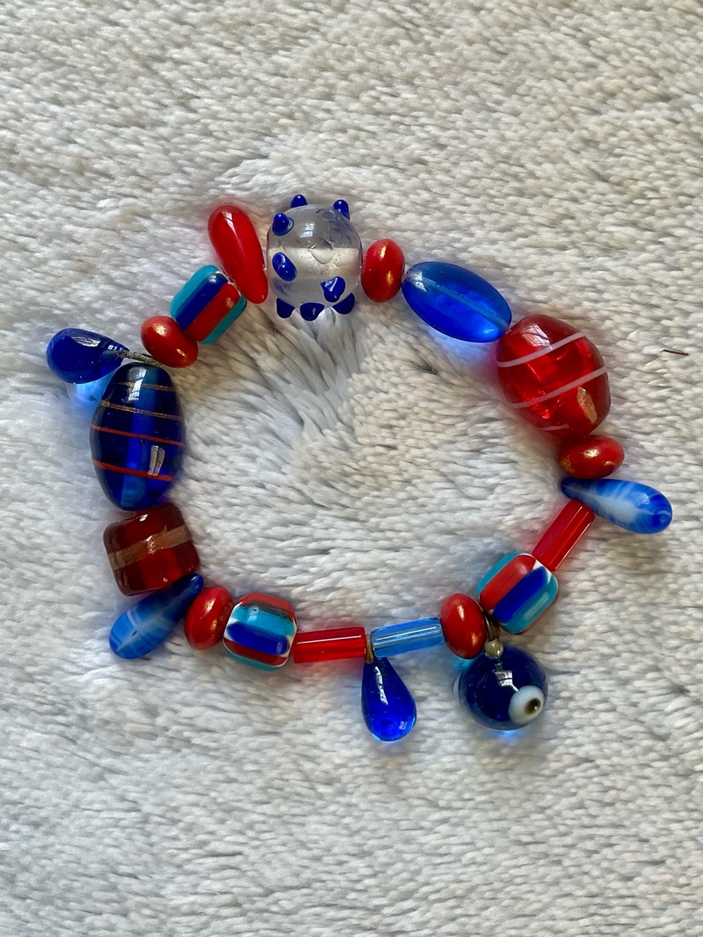 Murano Style Glass Bead Stretch Bracelet